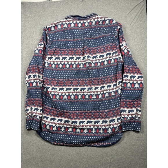 Chubbies Flip It Reverse Shirt XL Long Sleeve Christmas Trees Bears Red Blue - Picture 3 of 5